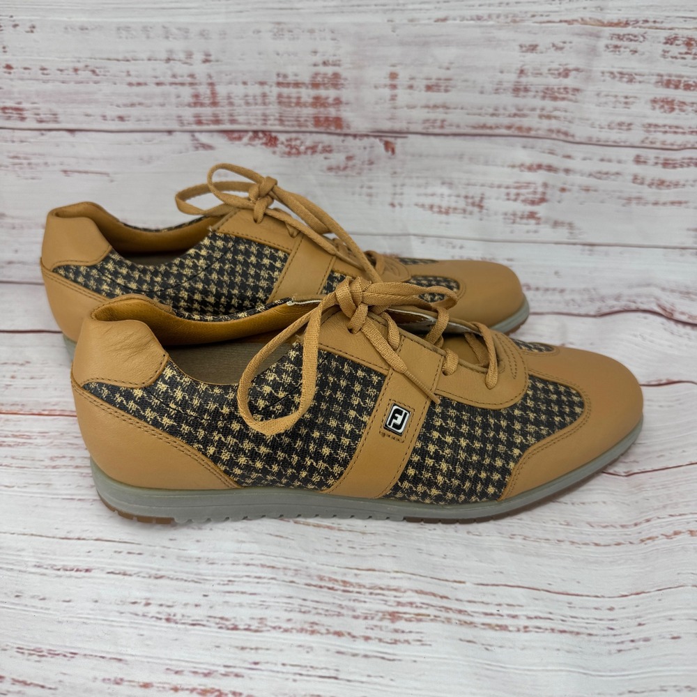 FootJoy Casual Collection Golf Shoes Womens 9.5 Leather Houndstooth Spikeless